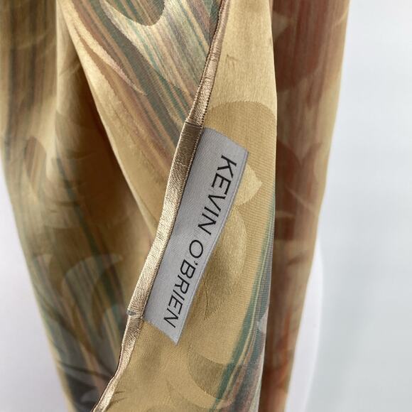 Kevin O’Brien Womens Hand Painted Silk Jacquard Scarf Gold Multi 14 x 72 - Picture 3 of 13